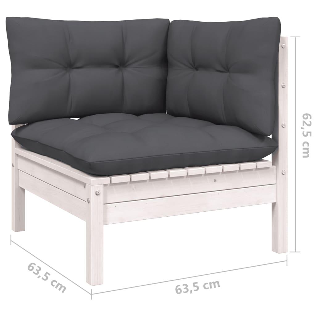 3-tlg. Garten-Lounge-Set mit Kissen in Weiß Kiefer Massivholz - Pazzar.ch