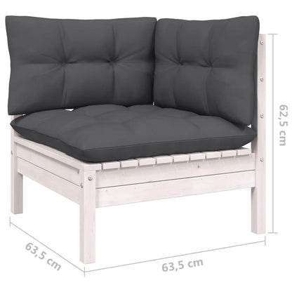 3-tlg. Garten-Lounge-Set mit Kissen in Weiß Kiefer Massivholz - Pazzar.ch
