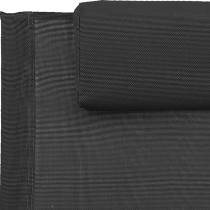 Sonnenliege mit Kissen Stahl und Textilene Schwarz - Pazzar.ch