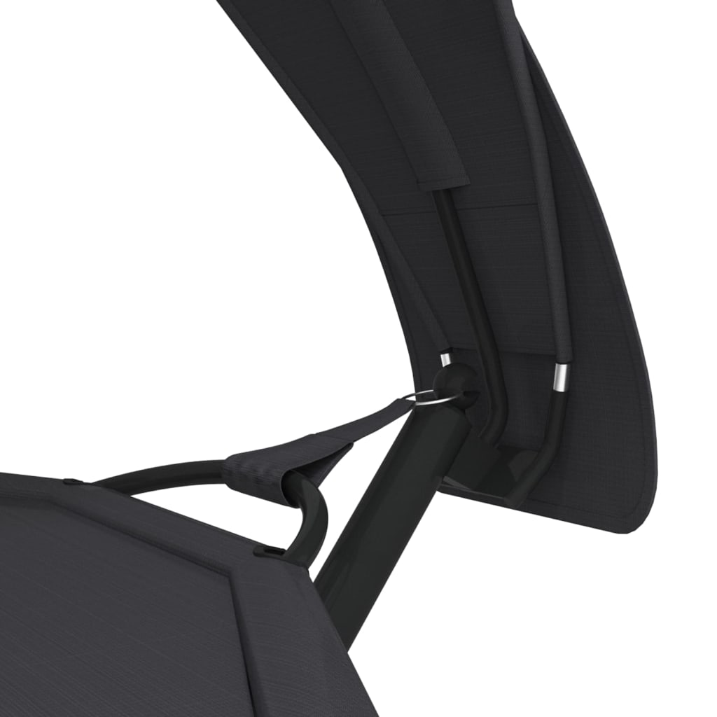 Outdoor-Loungebett mit Dach Schwarz Stahl und Oxford-Stoff - Pazzar.ch