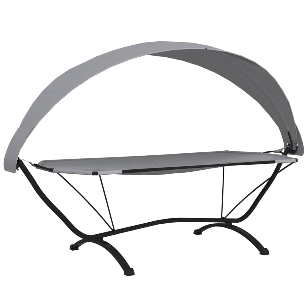 Outdoor-Loungebett mit Dach Grau Stahl und Oxford-Stoff - Pazzar.ch