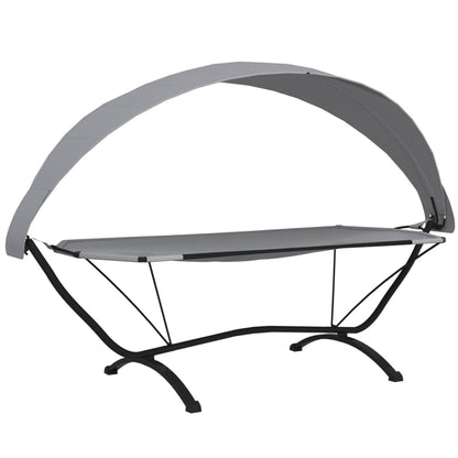 Outdoor-Loungebett mit Dach Grau Stahl und Oxford-Stoff - Pazzar.ch