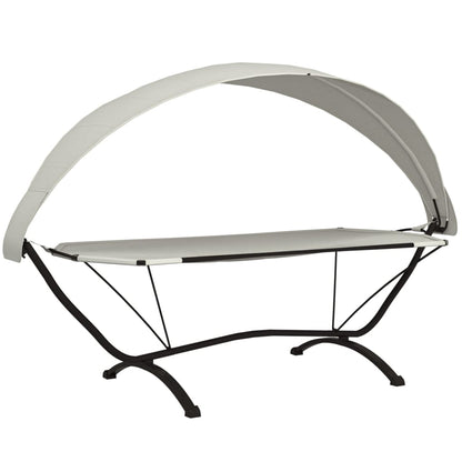 Outdoor-Loungebett mit Dach Creme Stahl und Oxford-Stoff - Pazzar.ch