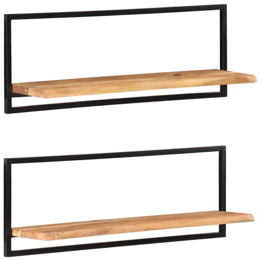 Wandregale 2 Stk. 100x24x35 cm Massivholz Akazie und Stahl - Pazzar.ch
