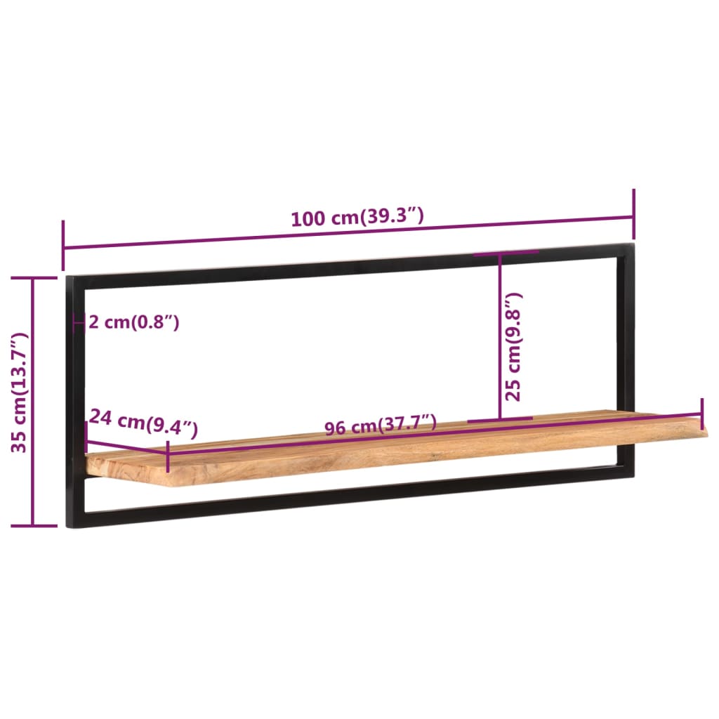 Wandregale 2 Stk. 100x24x35 cm Massivholz Akazie und Stahl - Pazzar.ch
