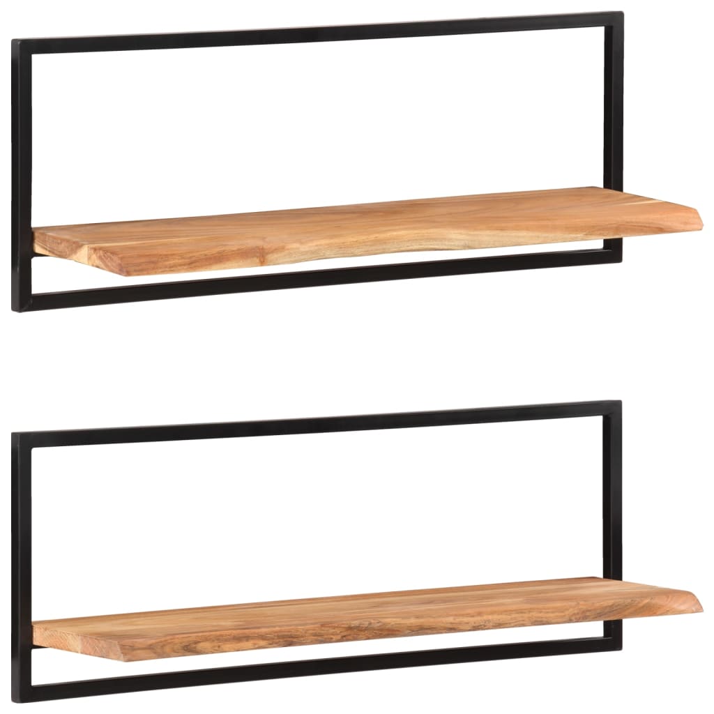 Wandregale 2 Stk. 100x24x35 cm Massivholz Akazie und Stahl - Pazzar.ch