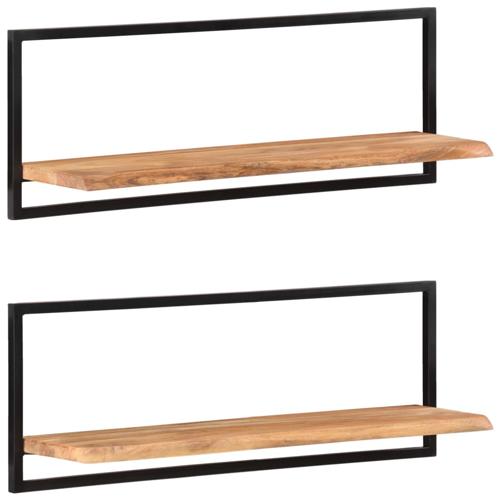 Wandregale 2 Stk. 100x24x35 cm Massivholz Akazie und Stahl - Pazzar.ch