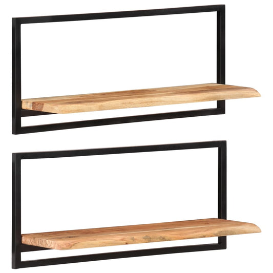 Wandregale 2 Stk. 80x25x35 cm Massivholz Akazie und Stahl - Pazzar.ch