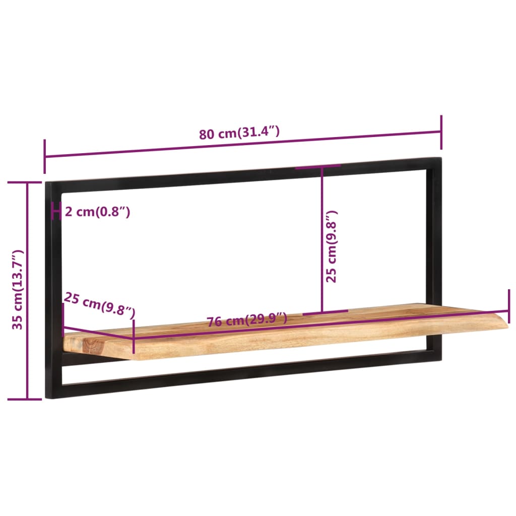 Wandregale 2 Stk. 80x25x35 cm Massivholz Akazie und Stahl - Pazzar.ch