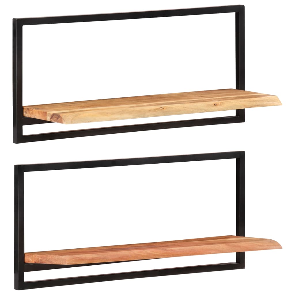 Wandregale 2 Stk. 80x25x35 cm Massivholz Akazie und Stahl - Pazzar.ch