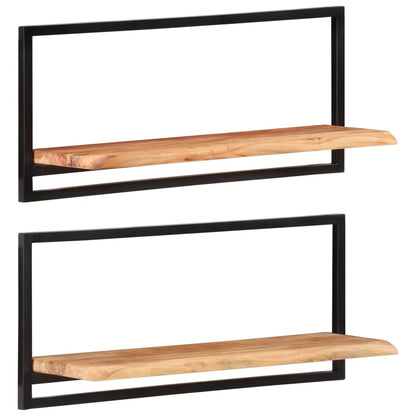 Wandregale 2 Stk. 80x25x35 cm Massivholz Akazie und Stahl - Pazzar.ch