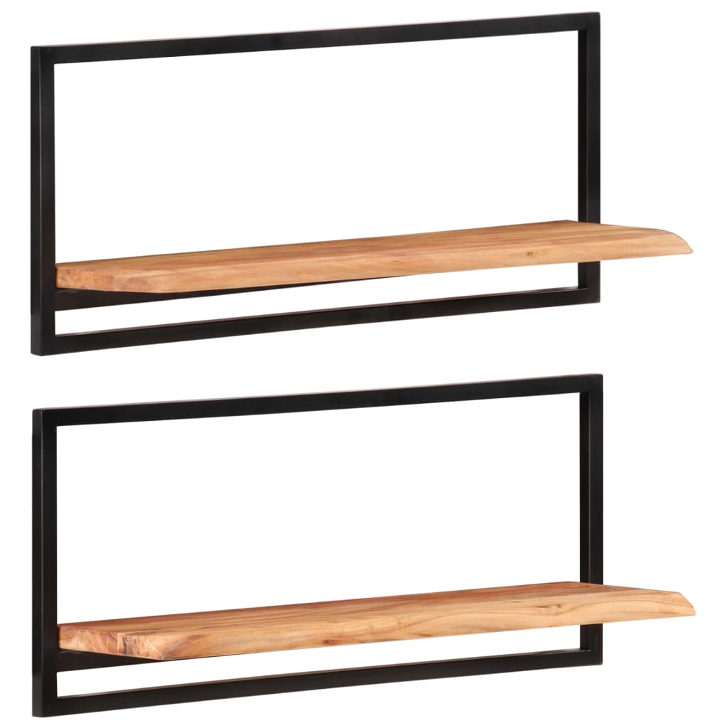 Wandregale 2 Stk. 80x25x35 cm Massivholz Akazie und Stahl - Pazzar.ch