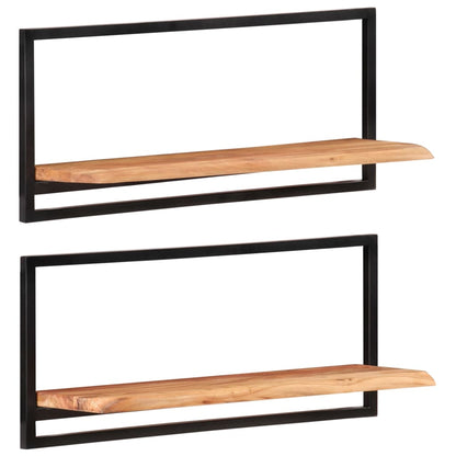 Wandregale 2 Stk. 80x25x35 cm Massivholz Akazie und Stahl - Pazzar.ch