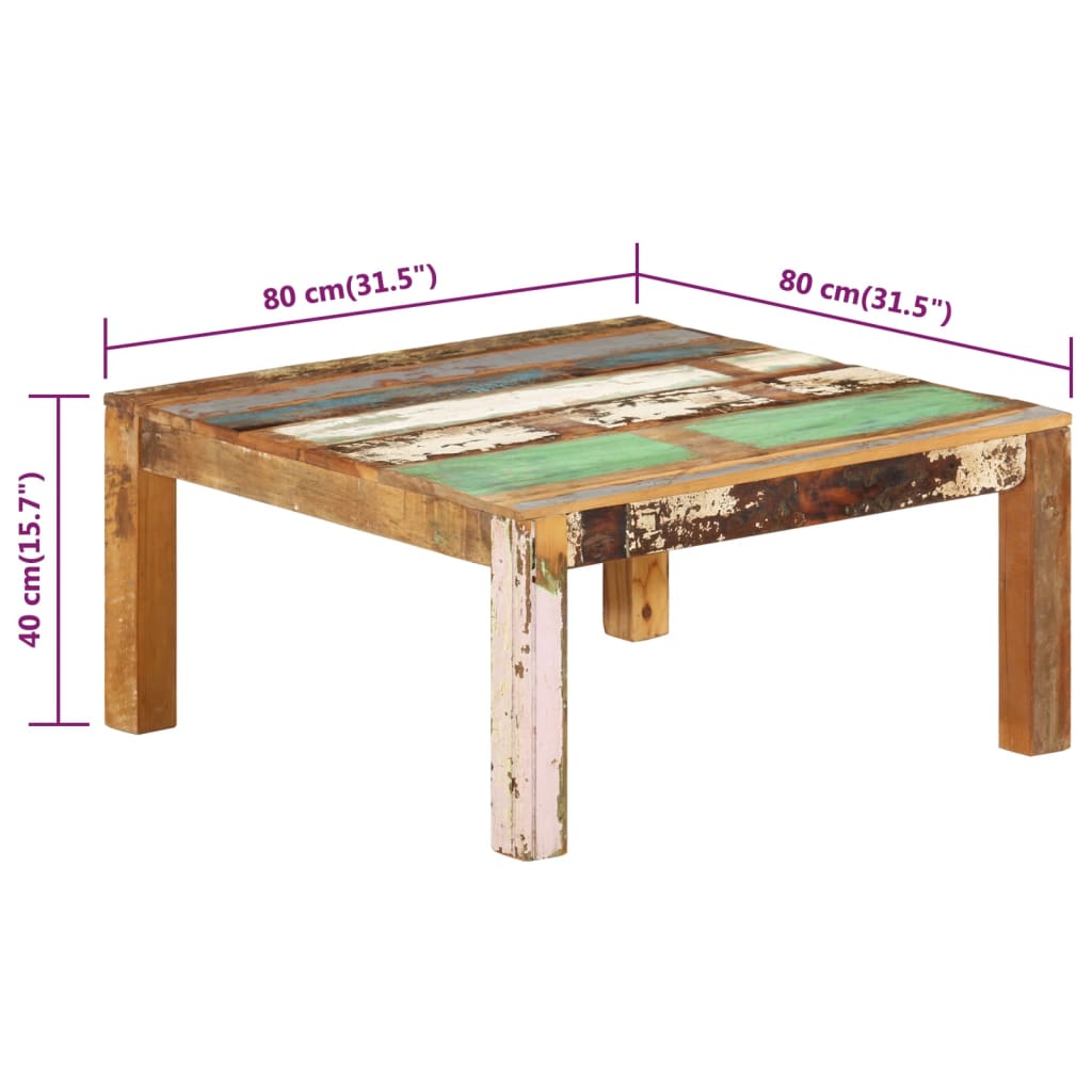 Couchtisch 80x80x40 cm Altholz Massiv - Pazzar.ch