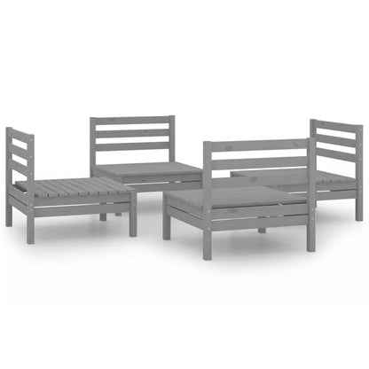 4-tlg. Garten-Lounge-Set Grau Kiefer Massivholz - Pazzar.ch