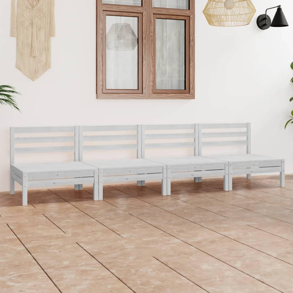 4-tlg. Garten-Lounge-Set Weiß Kiefer Massivholz - Pazzar.ch
