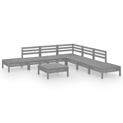 8-tlg. Garten-Lounge-Set Massivholz Kiefer Grau - Pazzar.ch