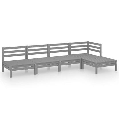 5-tlg. Garten-Lounge-Set Massivholz Kiefer Grau - Pazzar.ch