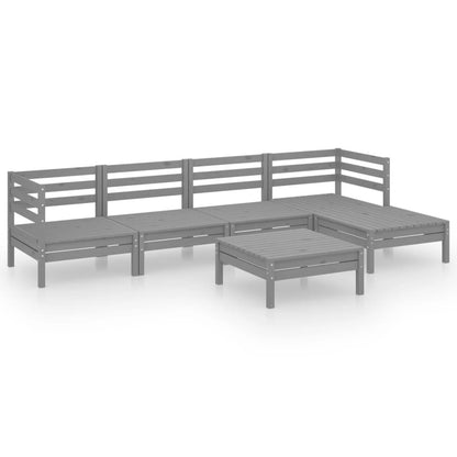6-tlg. Garten-Lounge-Set Massivholz Kiefer Grau - Pazzar.ch
