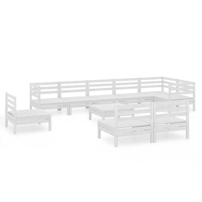 10-tlg. Garten-Lounge-Set Massivholz Kiefer Weiß - Pazzar.ch