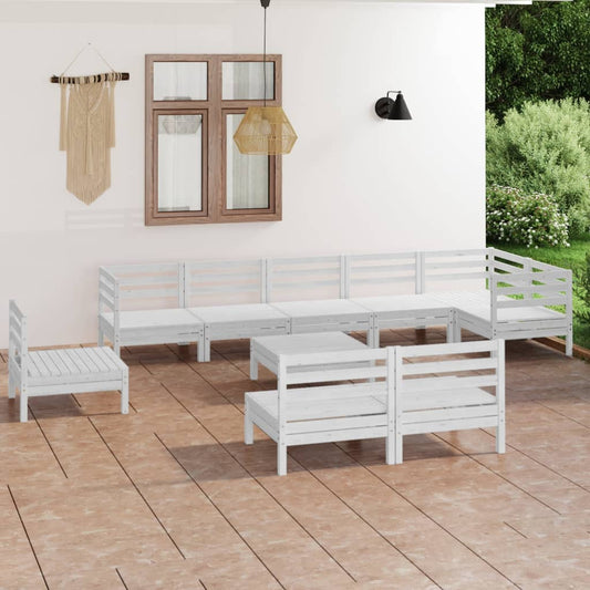 10-tlg. Garten-Lounge-Set Massivholz Kiefer Weiß - Pazzar.ch
