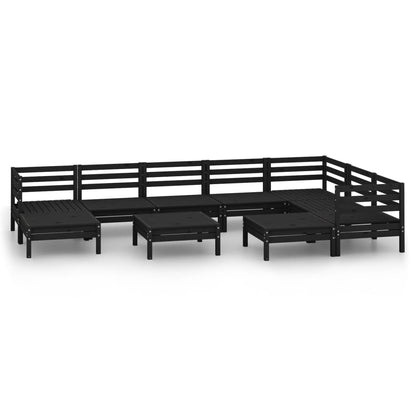 10-tlg. Garten-Lounge-Set Massivholz Kiefer Schwarz - Pazzar.ch