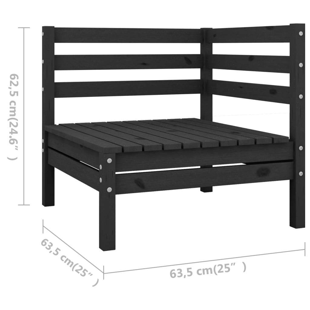 10-tlg. Garten-Lounge-Set Massivholz Kiefer Schwarz - Pazzar.ch