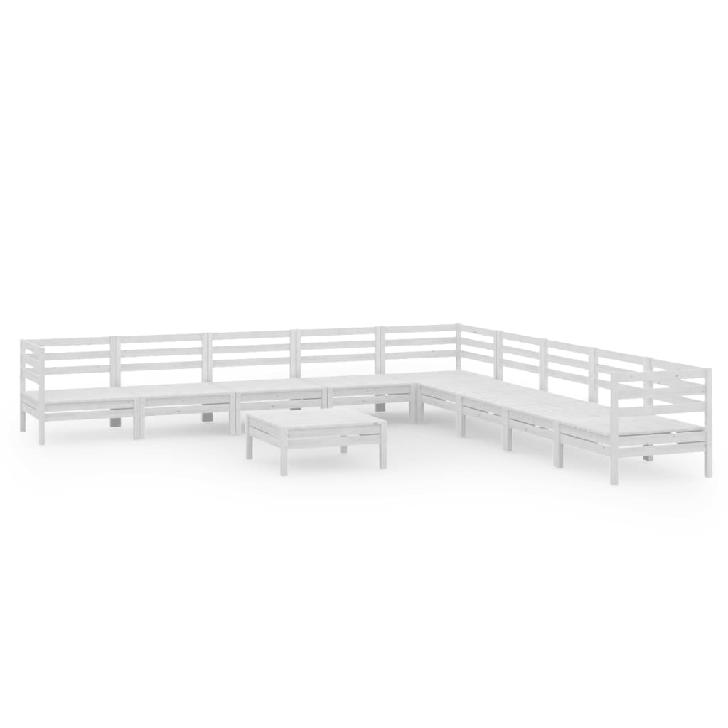 10-tlg. Garten-Lounge-Set Massivholz Kiefer Weiß - Pazzar.ch