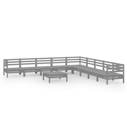 10-tlg. Garten-Lounge-Set Massivholz Kiefer Grau - Pazzar.ch