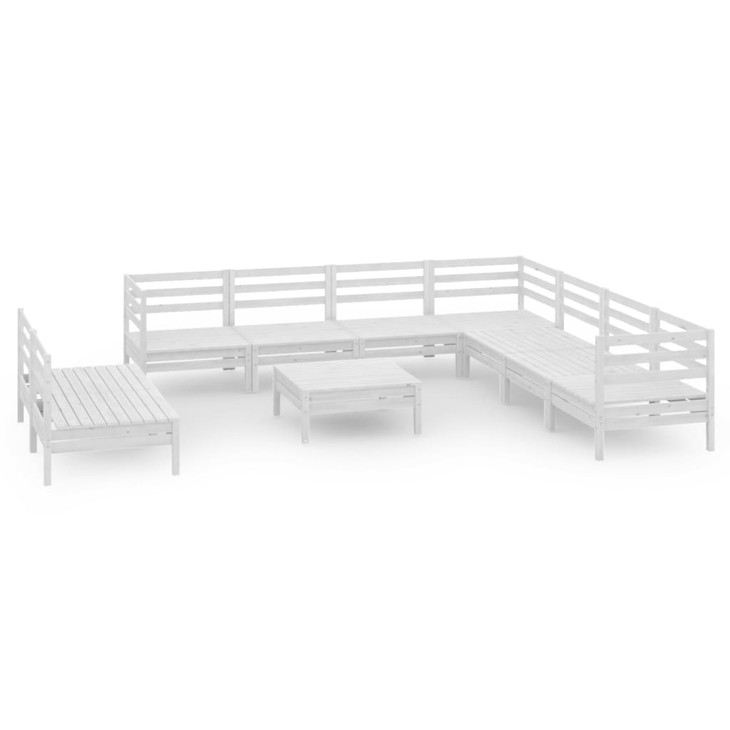 10-tlg. Garten-Lounge-Set Massivholz Kiefer Weiß - Pazzar.ch