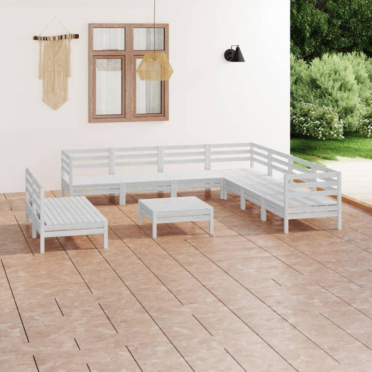 10-tlg. Garten-Lounge-Set Massivholz Kiefer Weiß - Pazzar.ch