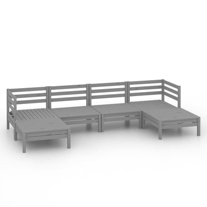 6-tlg. Garten-Lounge-Set Grau Massivholz Kiefer - Pazzar.ch