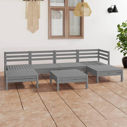 7-tlg. Garten-Lounge-Set Grau Massivholz Kiefer - Pazzar.ch