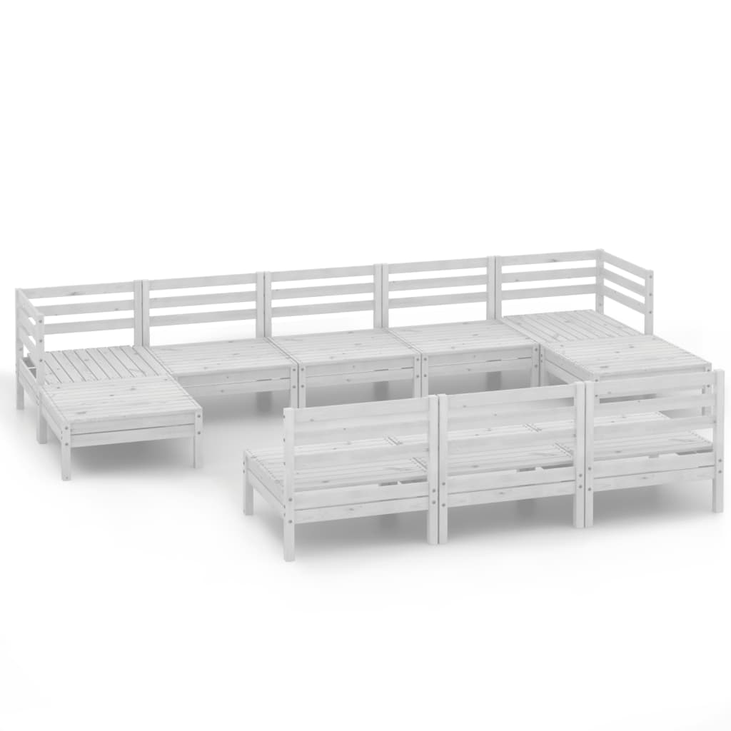 10-tlg. Garten-Lounge-Set Weiß Massivholz Kiefer - Pazzar.ch
