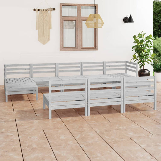 10-tlg. Garten-Lounge-Set Weiß Massivholz Kiefer - Pazzar.ch