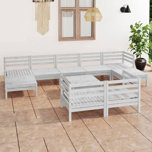 10-tlg. Garten-Lounge-Set Weiß Massivholz Kiefer - Pazzar.ch
