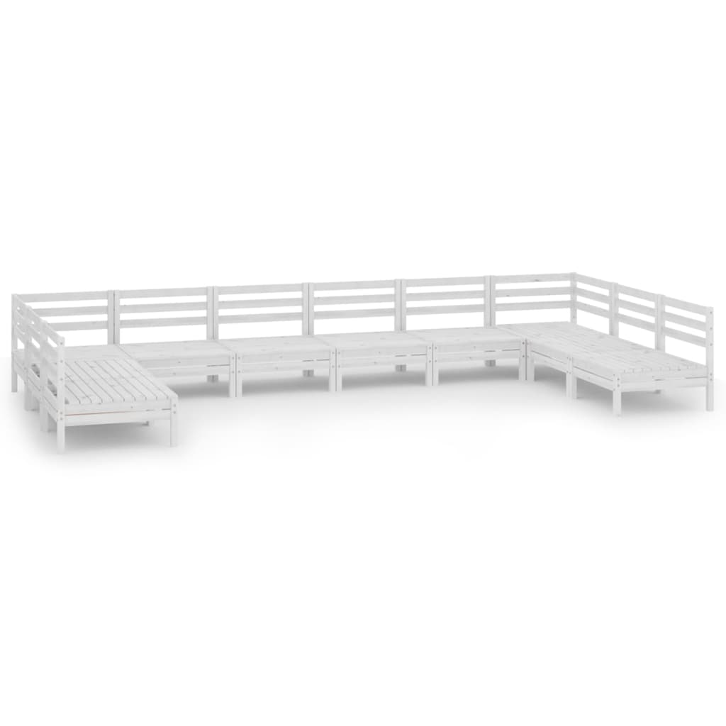 10-tlg. Garten-Lounge-Set Weiß Massivholz Kiefer - Pazzar.ch