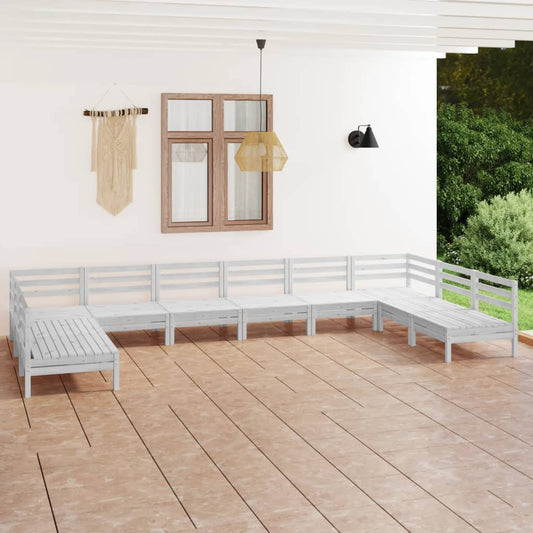 10-tlg. Garten-Lounge-Set Weiß Massivholz Kiefer - Pazzar.ch