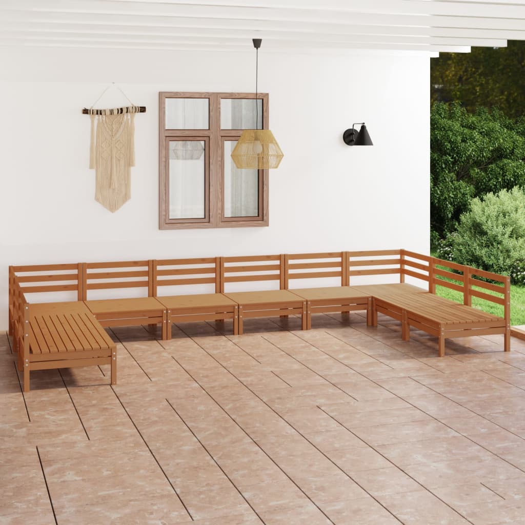 10-tlg. Garten-Lounge-Set Honigbraun Massivholz Kiefer - Pazzar.ch