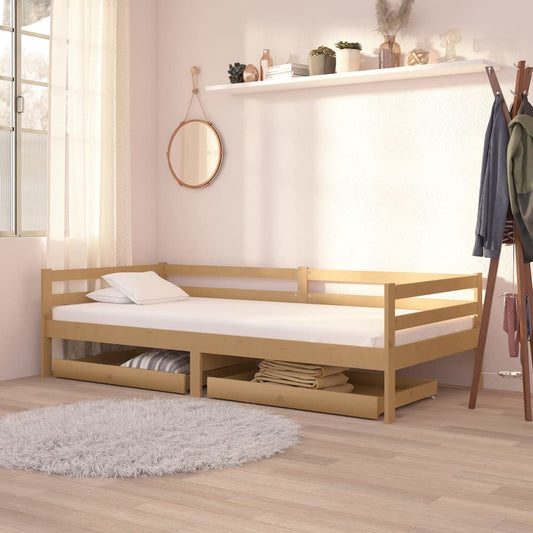 Tagesbett mit Schubladen 90x200 cm Honigbraun Massivholz Kiefer - Pazzar.ch