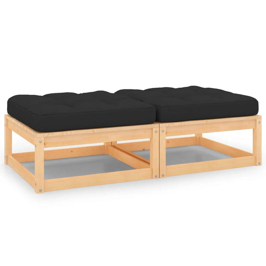 Garten-Fußhocker mit Kissen 2 Stk. Massivholz Kiefer - Pazzar.ch