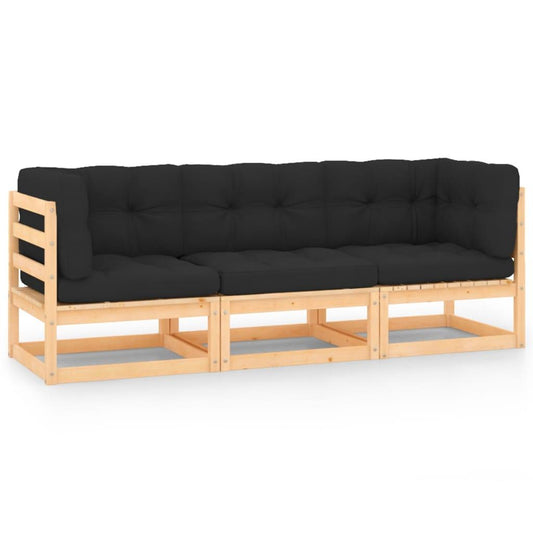 3-tlg. Garten-Lounge-Set mit Kissen Kiefer Massivholz - Pazzar.ch