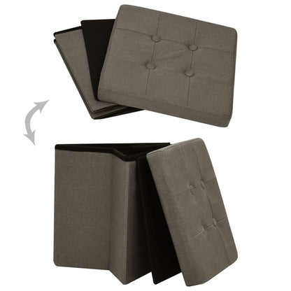 Hocker mit Stauraum Braun Leinenoptik - Pazzar.ch