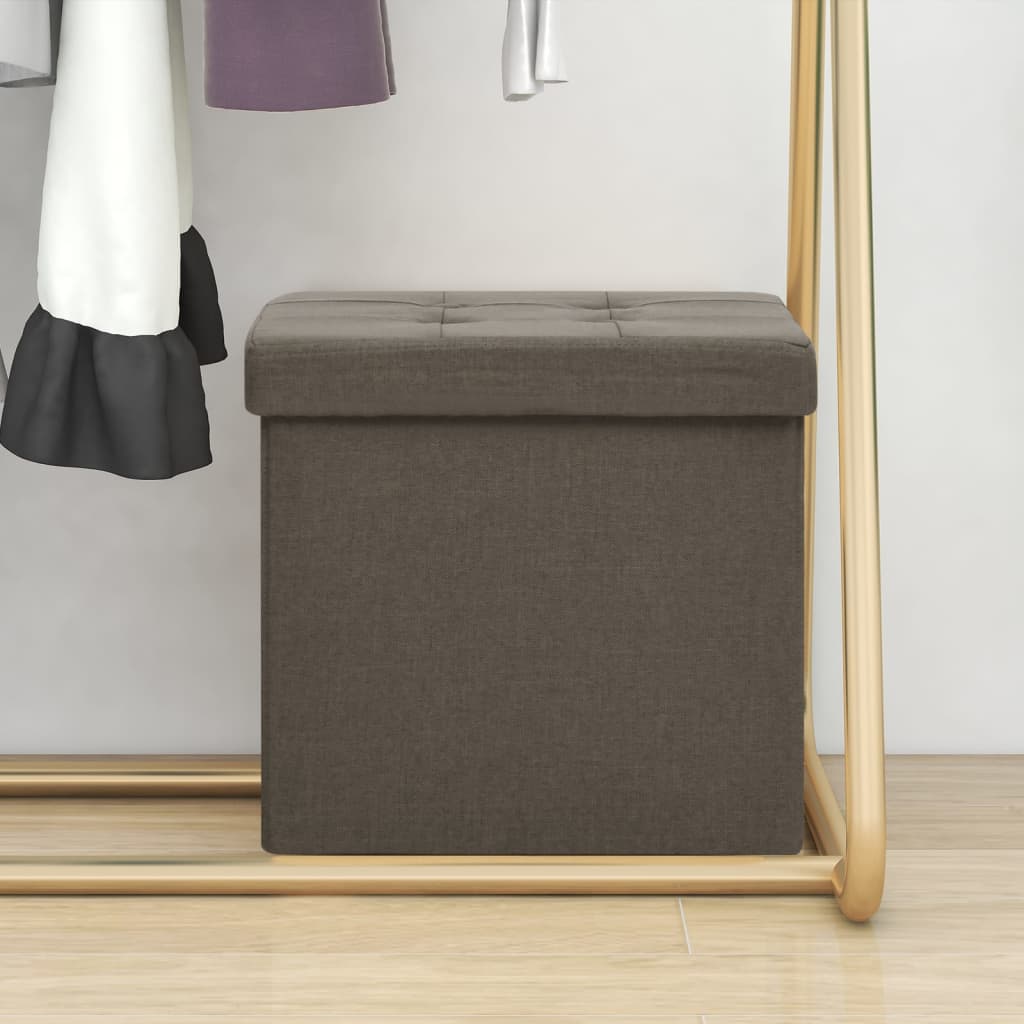 Hocker mit Stauraum Braun Leinenoptik - Pazzar.ch