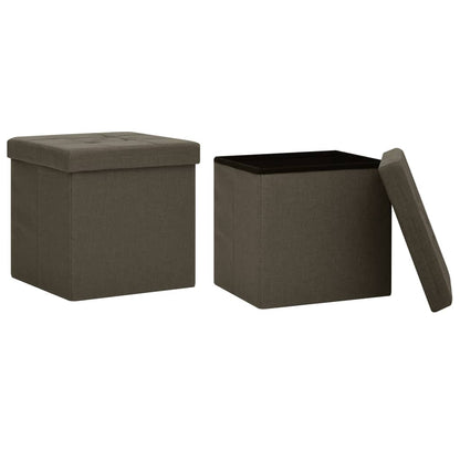 Hocker mit Stauraum 2 Stk. Dunkelbraun Leinenoptik - Pazzar.ch