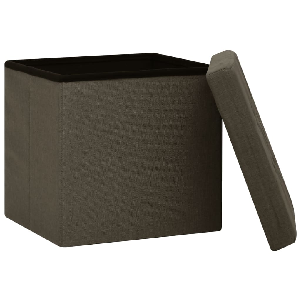 Hocker mit Stauraum 2 Stk. Dunkelbraun Leinenoptik - Pazzar.ch
