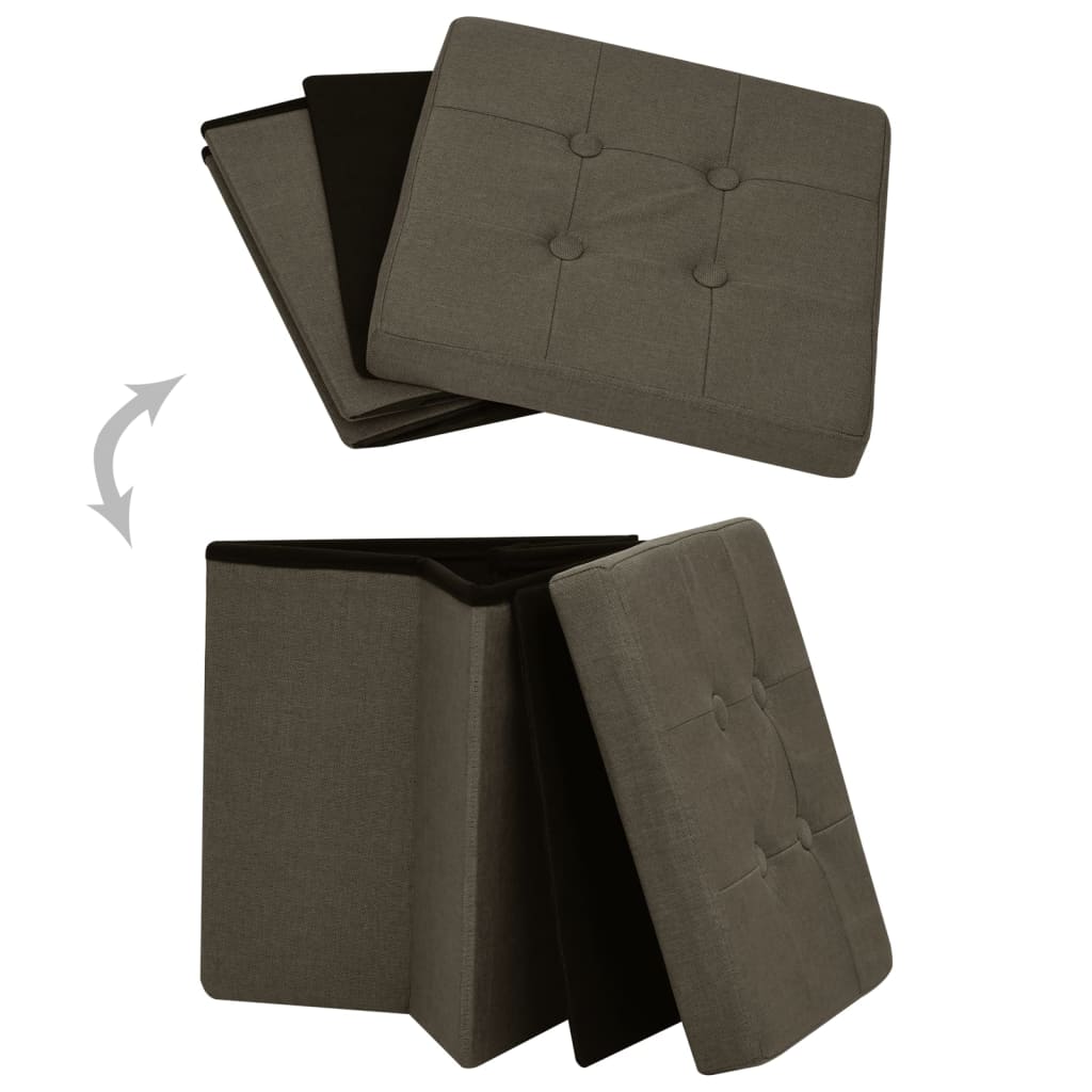 Hocker mit Stauraum 2 Stk. Dunkelbraun Leinenoptik - Pazzar.ch