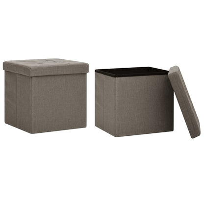 Hocker mit Stauraum 2 Stk. Taupe Leinenoptik - Pazzar.ch