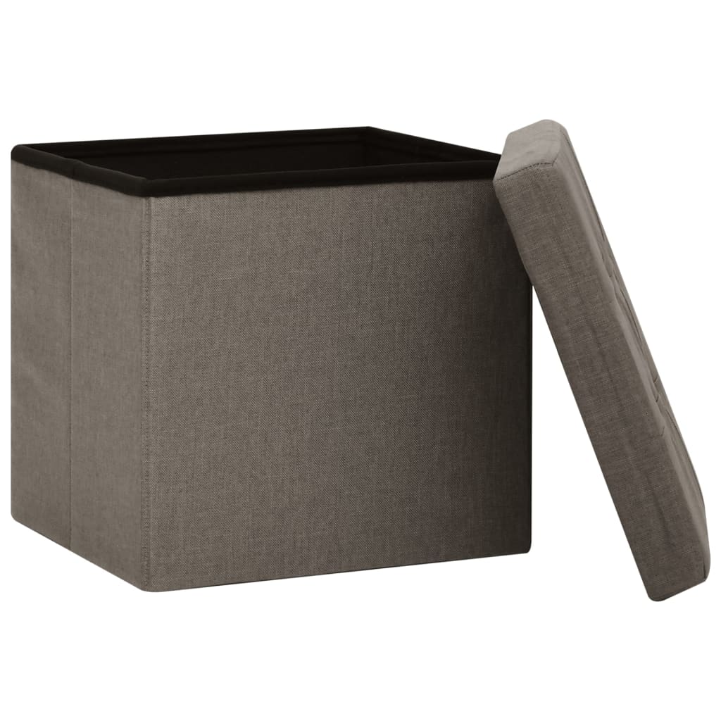 Hocker mit Stauraum 2 Stk. Taupe Leinenoptik - Pazzar.ch