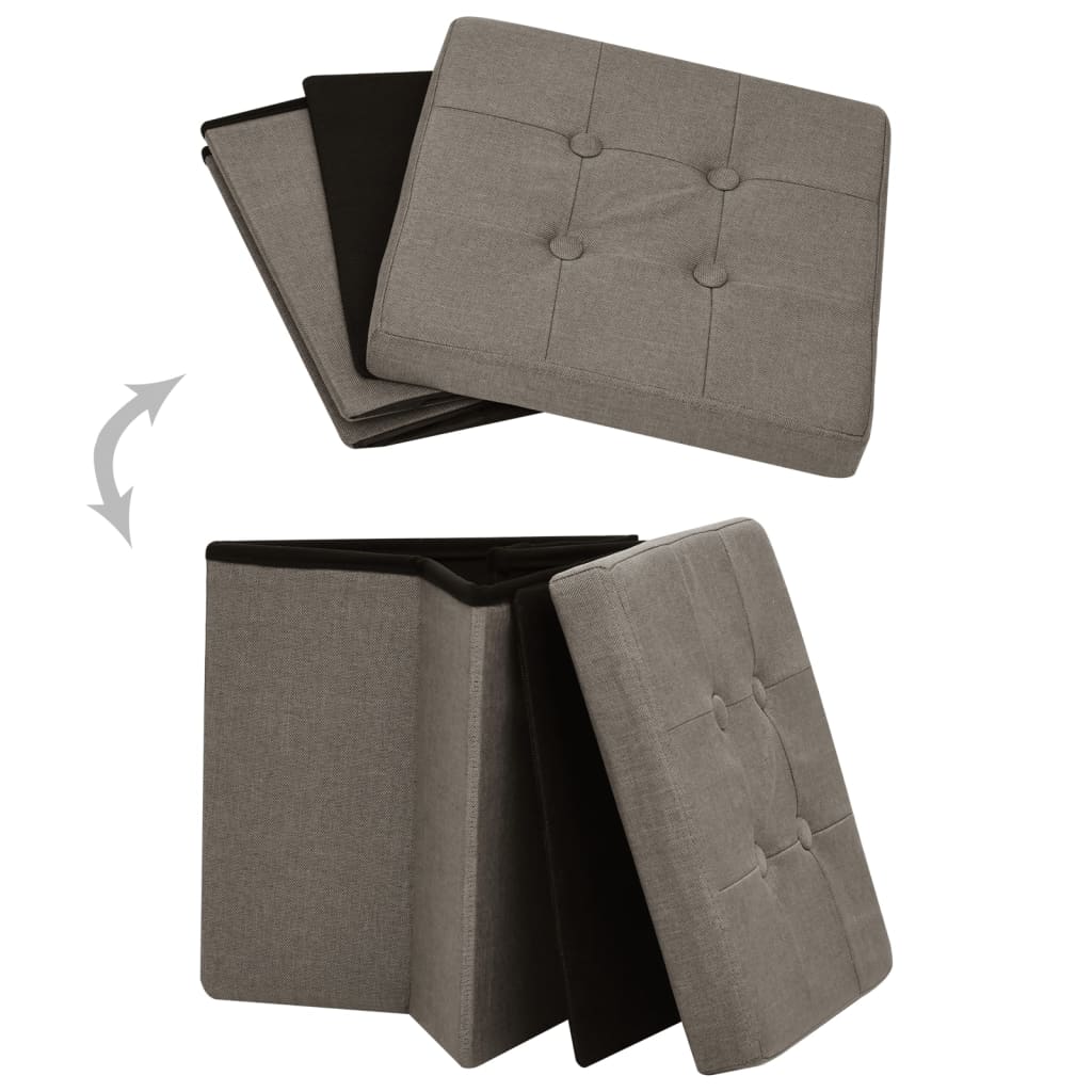 Hocker mit Stauraum 2 Stk. Taupe Leinenoptik - Pazzar.ch